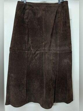 Vintage Roth LeCover - California Chocolate Brown Rustic Suede A-Line Skirt